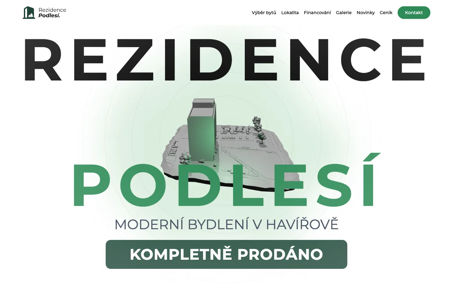 Rezidence Podlesí, úvodní stránka webu